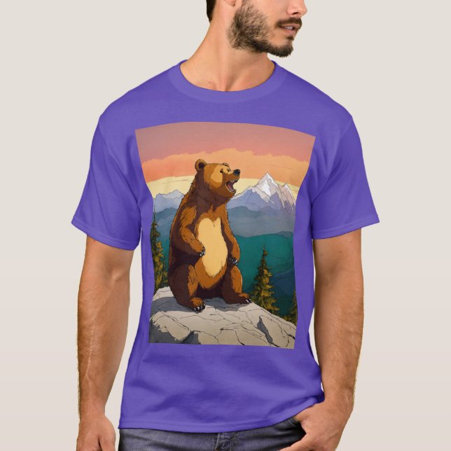 Majestic Grizzly Bear in the Forest T-Shirt" T-Shirt (Front)