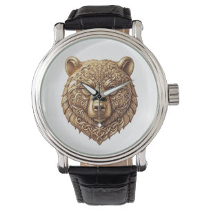 Majestic Grizzly Bear Wristwatch, Regal Wildlife L Watch