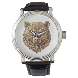 Majestic Grizzly Bear Wristwatch, Regal Wildlife L Watch