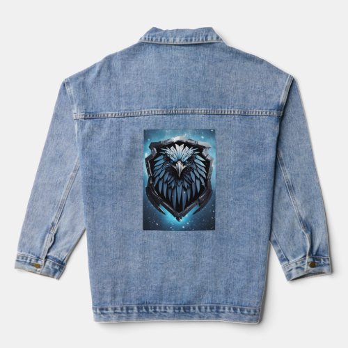 majestic guardian  dragon crystal eagle print  denim jacket