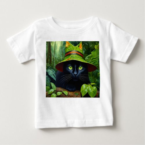 Majestic Guardian Intricately Woven Black Cat Des Baby T_Shirt