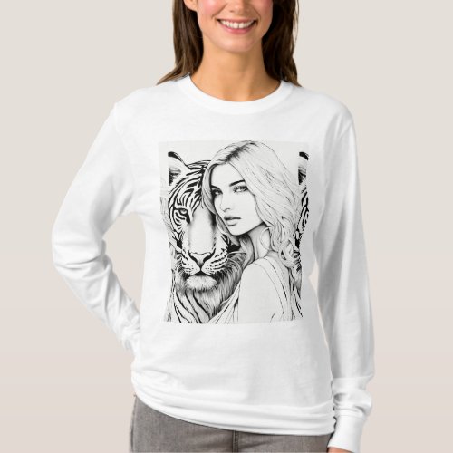 Majestic Harmony Tiger  Girl Exclusive Design   T_Shirt