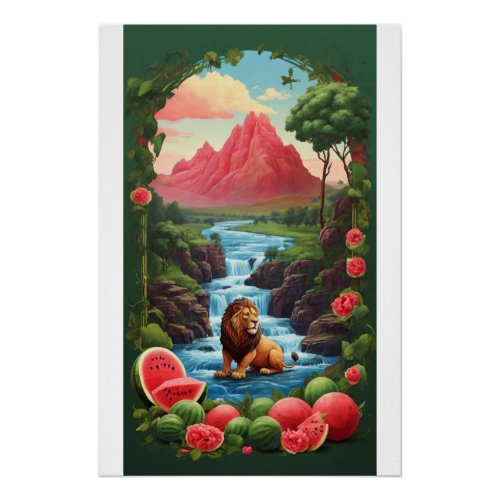 Majestic Harmony Watermelon Lion King Snowfall Ca Poster