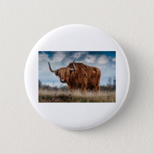 Majestic Highland Cow Button