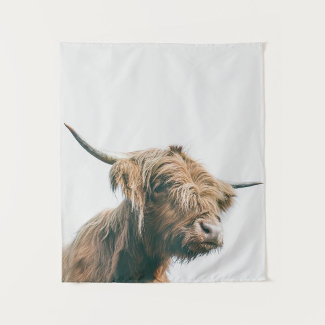 Majestic Highland cow portrait Tapestry (Front)