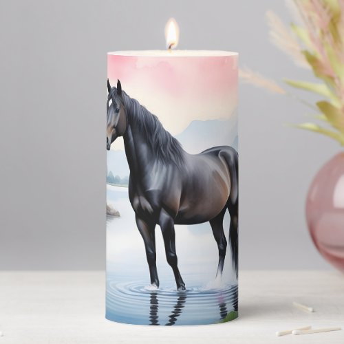 Majestic horse and beauty of lotus pillar candle