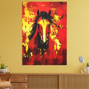 Majestic Horse – Fiery Spirit in Gold and Red Canvas Print