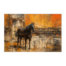 Majestic Horse in Abstract Sunset