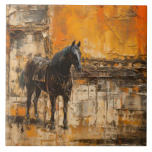 Majestic Horse in Abstract Sunset