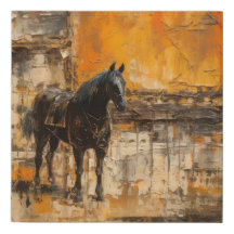 Majestic Horse in Abstract Sunset
