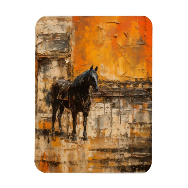 Majestic Horse in Abstract Sunset Magnet (Vertical)