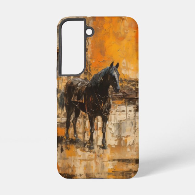 Majestic Horse in Abstract Sunset Samsung Galaxy Case (Back)