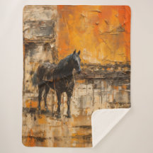 Majestic Horse in Abstract Sunset