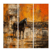 Majestic Horse in Abstract Sunset