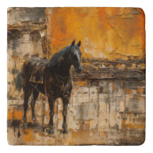 Majestic Horse in Abstract Sunset