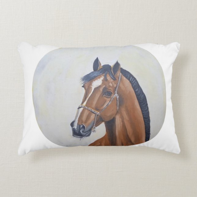 Majestic Horse Portrait T-Shirt Accent Pillow (Front)