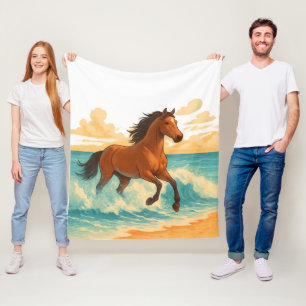 Majestic Horse Rising from the Sea Power and Free Fleece Blanket