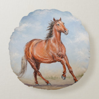 Majestic Horse Round Pillow