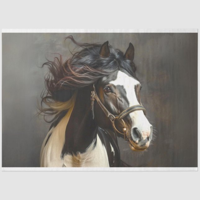 Majestic Horse Sovereign's Grace  Decoupage  Tissue Paper (Front)