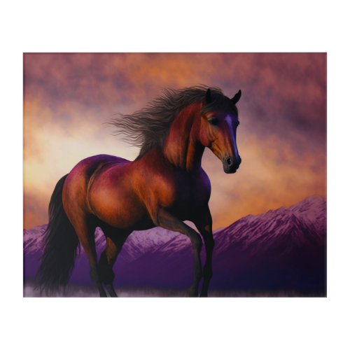 Majestic Horse Stallion Animal Mountain Sunset Acrylic Print