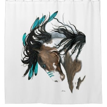 Majestic Horse Turquoise By Bihrle Shower Curtain by AmyLynBihrle at Zazzle
