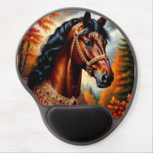 Majestic Horse with Ornate Gold Harness Gel Mouse Pad