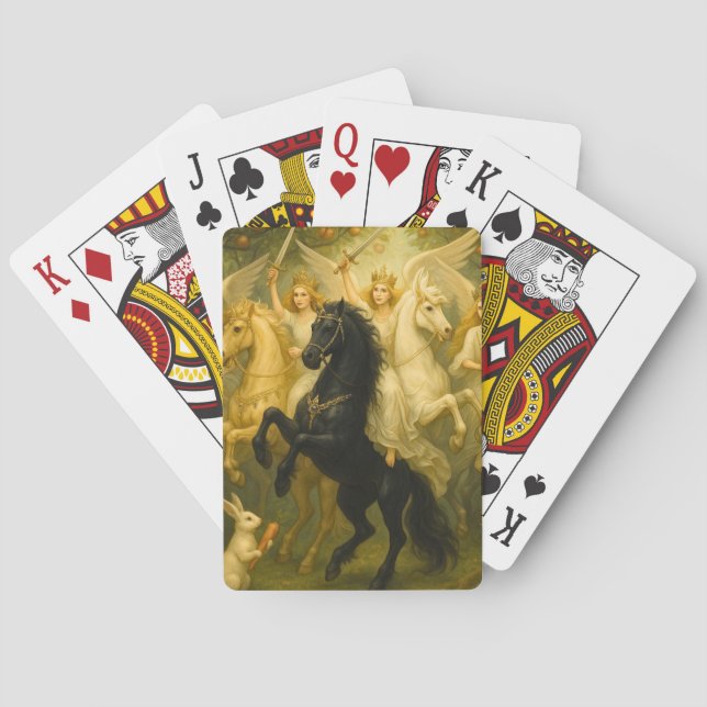 Majestic Horses And Guardian Angels Poker Cards (Back)