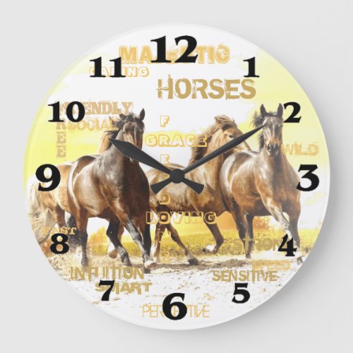 Majestic Horses Round Wall Clock _ Large