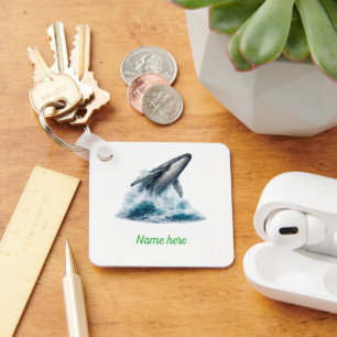 Majestic Humpback Whale Ocean Watercolor Custom Keychain
