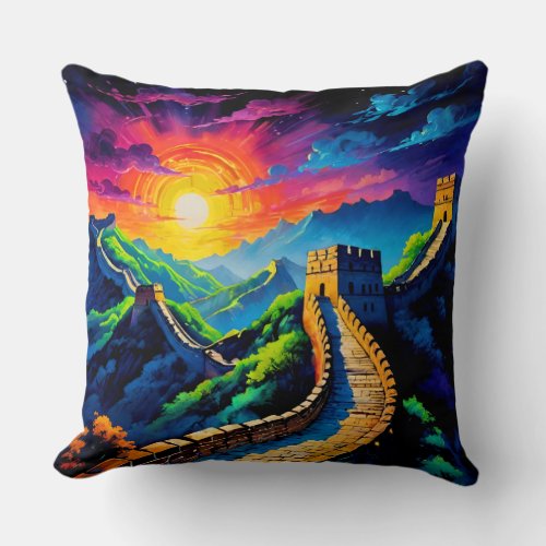 Majestic Impression Great Wall Impressionism Throw Pillow