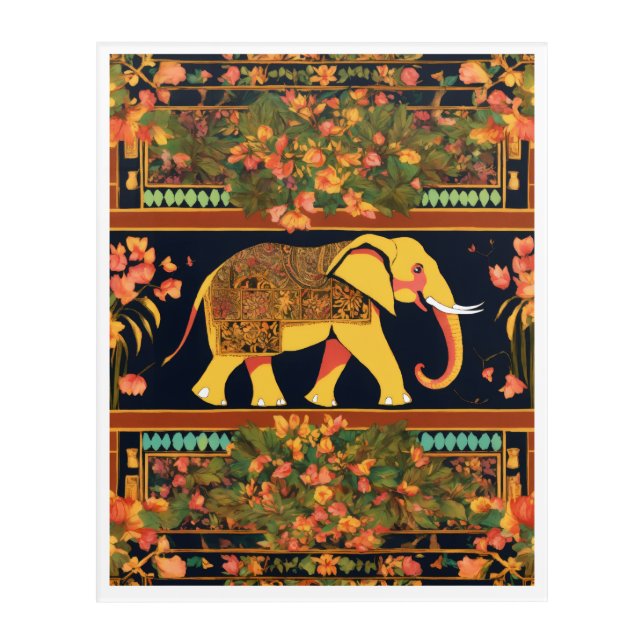 Majestic Indian Elephant Acrylic Wall Art – Ethnic (Front)
