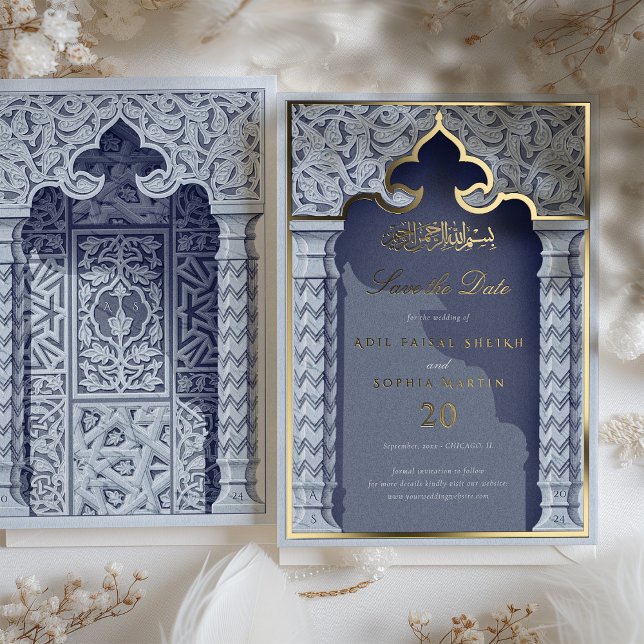 Majestic Islamic Arch Save the Date Foil Invitation (Creator Uploaded)