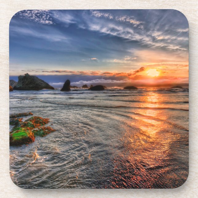 Majestic Island Sea Bay Sunset Beverage Coaster (Front)