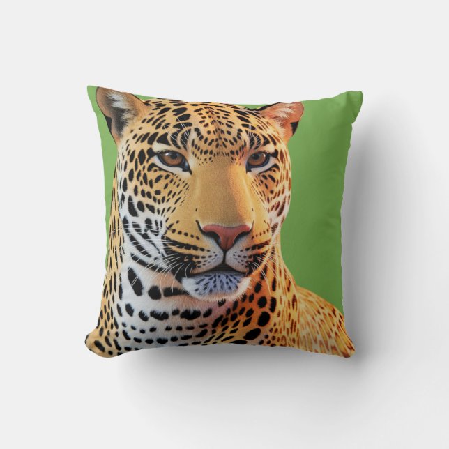 Majestic Jaguar – Stunning Big Cat Wildlife Art Throw Pillow (Front)