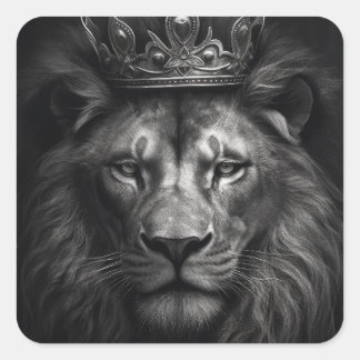 Majestic King Crown Lion Square Sticker