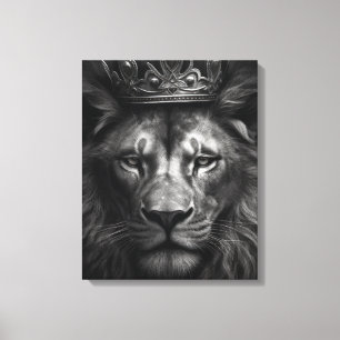 Majestic King Crown Lion Stretched Canvas Print