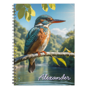 Majestic Kingfisher, Wild Bird Nature Scenic River Notebook