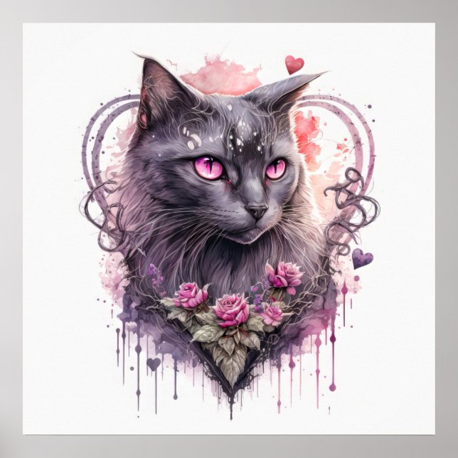 Majestic Kitty Cat Illustration Poster (Front)