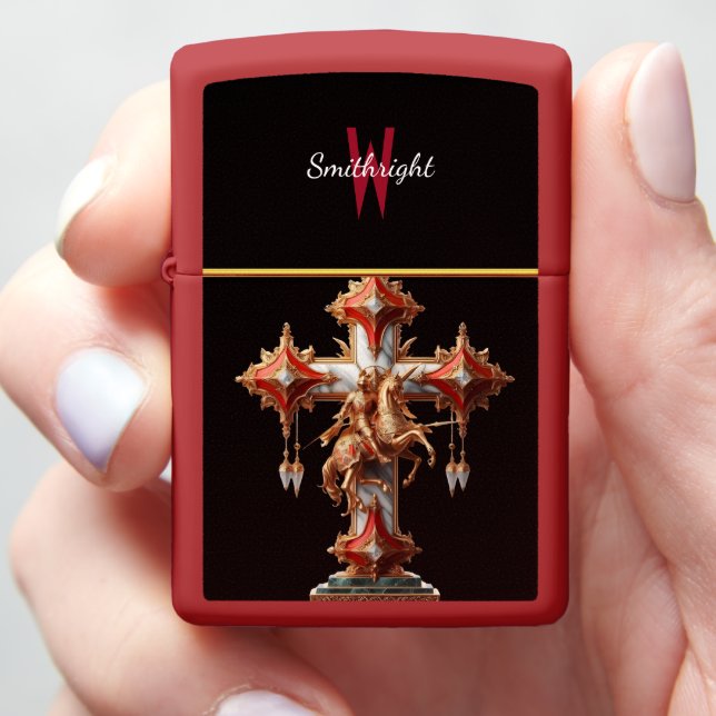 Majestic Knight: Cross Statue Zippo Lighter (In Hand)