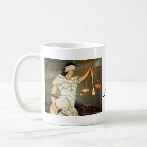 Majestic Lady Justice in Stained Glass Design Coffee Mug