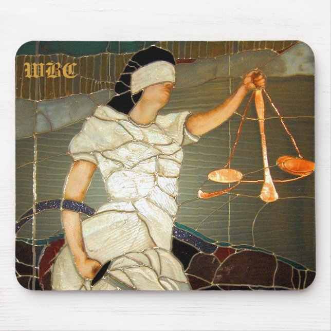 Majestic Lady Justice in Stained Glass Design Mouse Pad (Front)