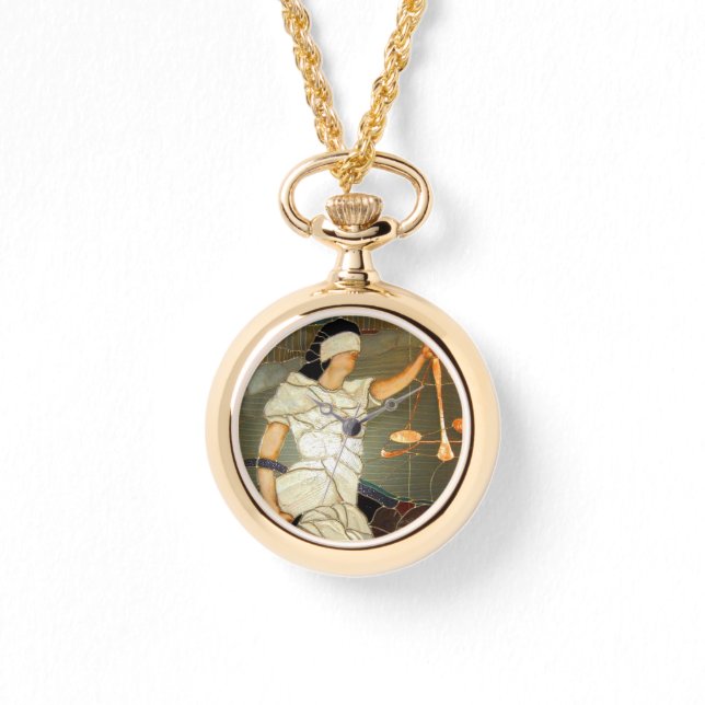 Majestic Lady Justice Portrait in Stained Glass Watch (Front)
