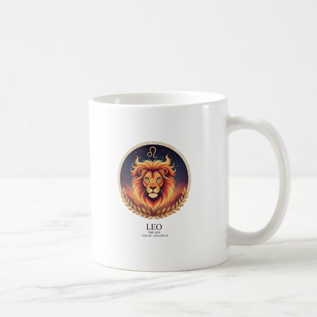 Majestic Leo Lion Zodiac Gold Illustration Coffee  Mug (Right)