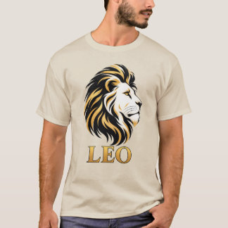 Majestic Leo Lion Zodiac Sign Gold & Black Graphic T-Shirt