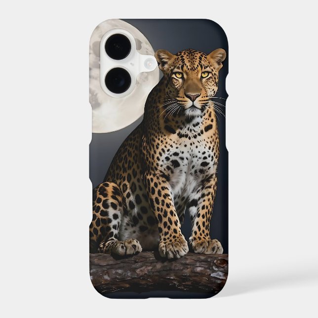Majestic Leopard and Full Moon Case-Mate iPhone Case (Back)