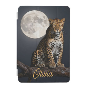 Majestic Leopard and Full Moon Personalized iPad Mini Cover