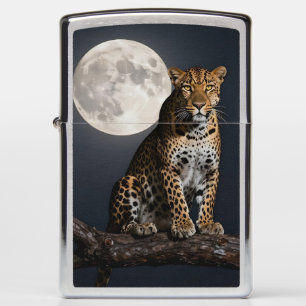 Majestic Leopard and Full Moon Zippo Lighter