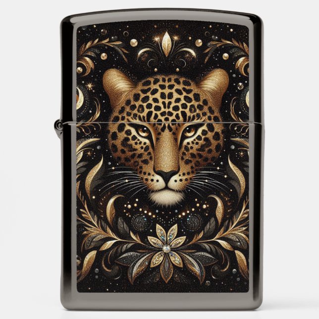 Majestic Leopard in Ornate Surroundings Zippo Lighter (Front)