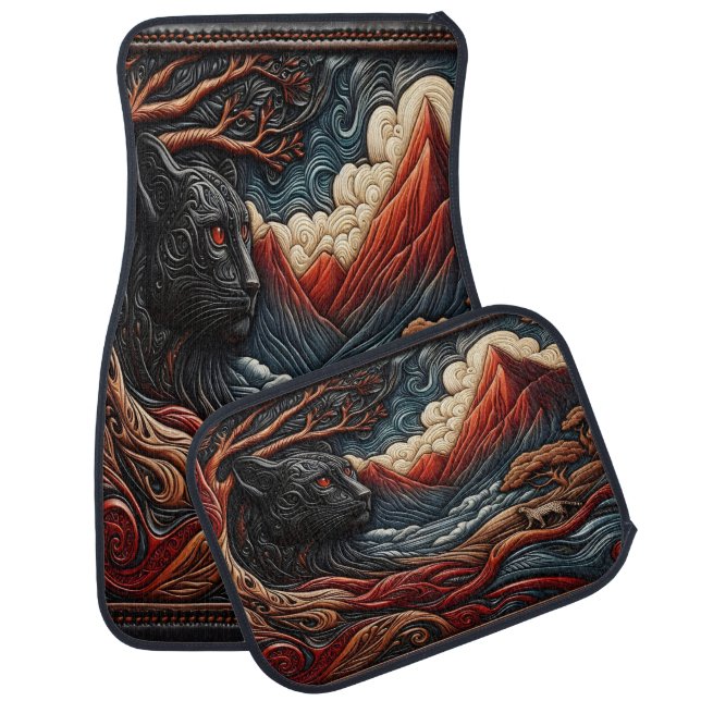 Majestic Leopard: Nature's Serenity Car Floor Mat (Set)