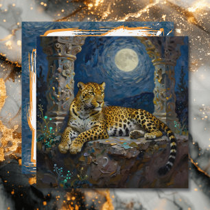 Majestic Leopard on Cliff Ledge   Blank Card
